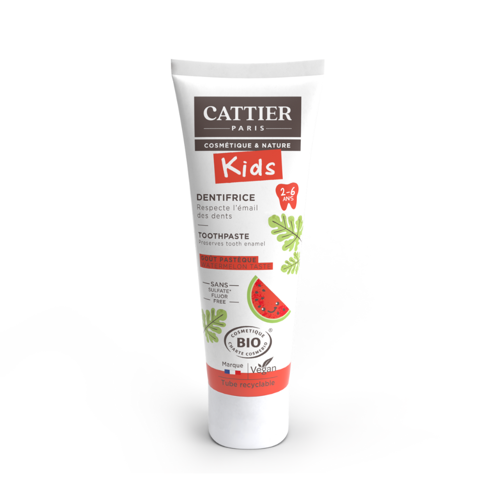 Pasta de dinti Bio pentru copii fara fluor cu aroma de pepene, 2-6 ani, 50 ml, Cattier