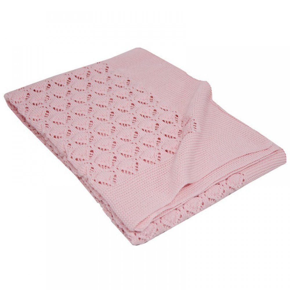  Paturica tricotata din bumbac, 80x100 cm, Pink, Eko