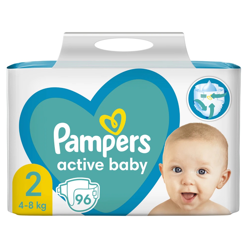 Scutece Active Baby, Nr. 2, 4-8kg, 96 bucati, Pampers