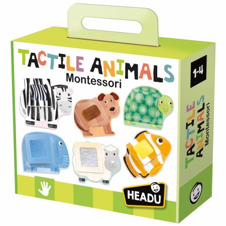 Montessori Puzzle Tactil Animale, 1-4 ani, 12 piese, Headu