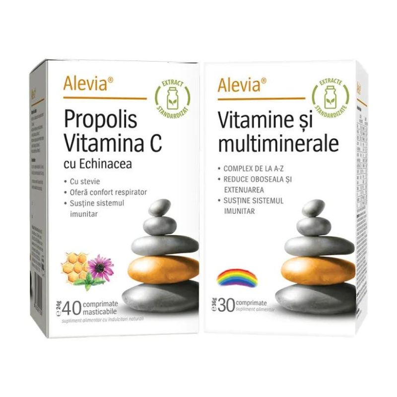 Pachet Vitamine si Minerala 30 comprimate si Propolis Vitamina C 40 comprimate, Alevia