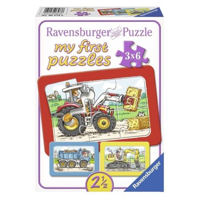 Puzzle excavator, tractor si basculanta, 3x6 piese, Ravensburger