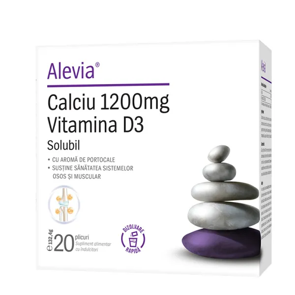 Calciu 1200mg si Vitamina D3, 20 plicuri, Alevia
