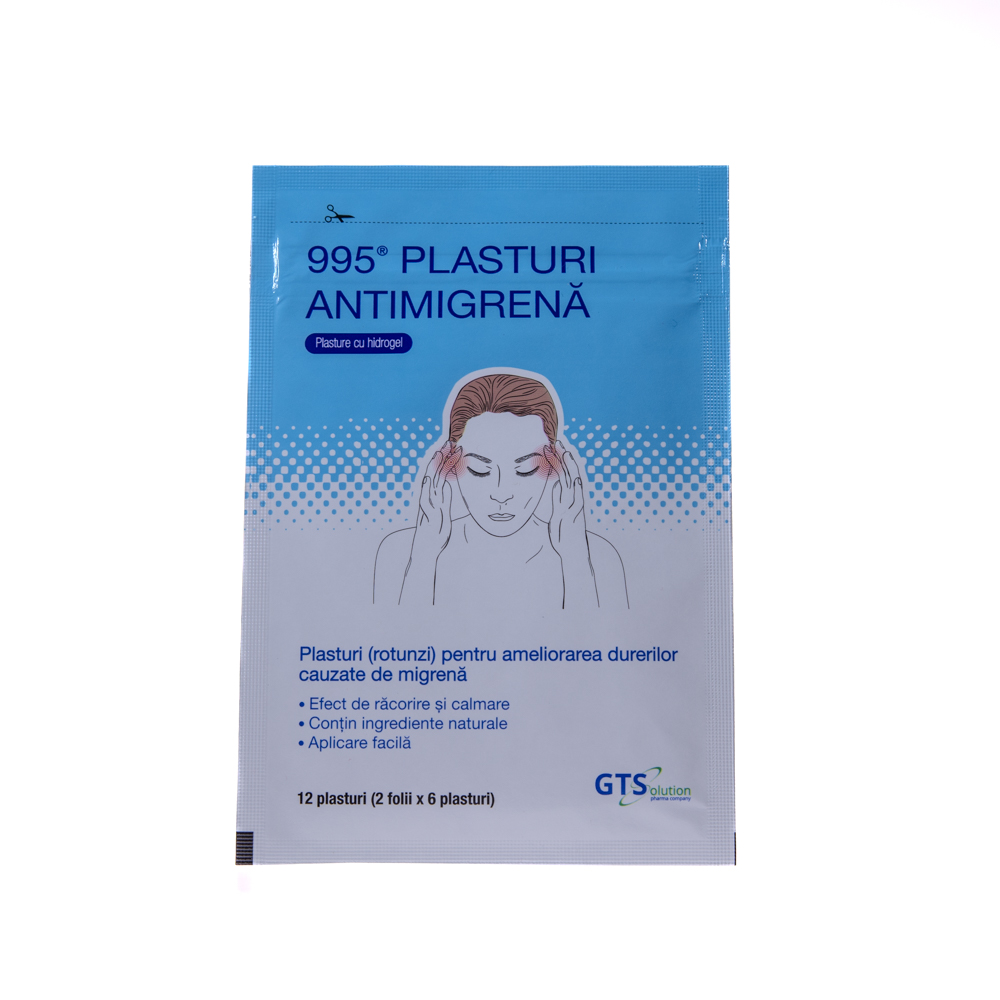 Plasturi antimigrena, 12 plasturi, GTS