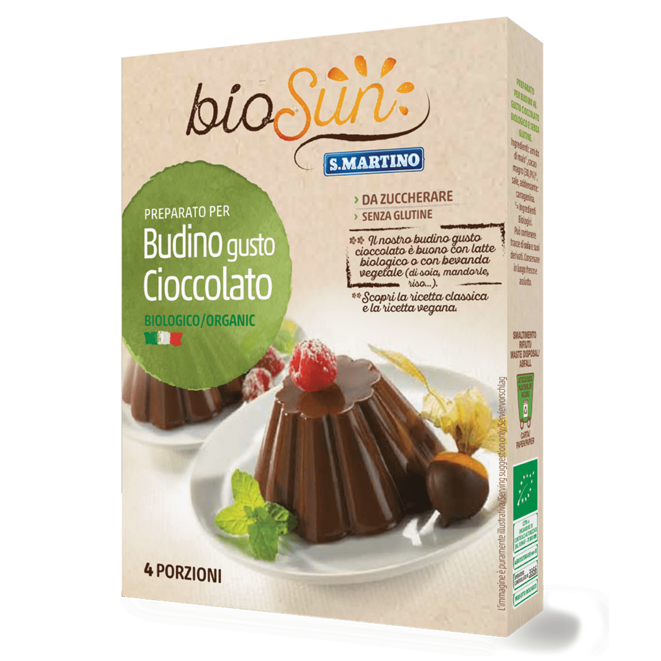 Pudra pentru budinca de ciocolata Bio fara gluten Biosun, 50 g, S.Martino