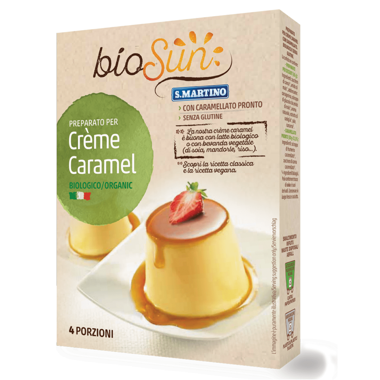 Pudra pentru budinca Creme Caramel Bio fara gluten  Biosun, 95 gr, S.Martino