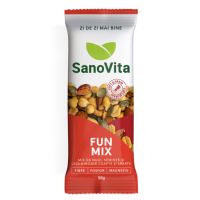 Nuci seminte si leguminoase coapte si sarate Fun Mix, 50 gr, Sanovita