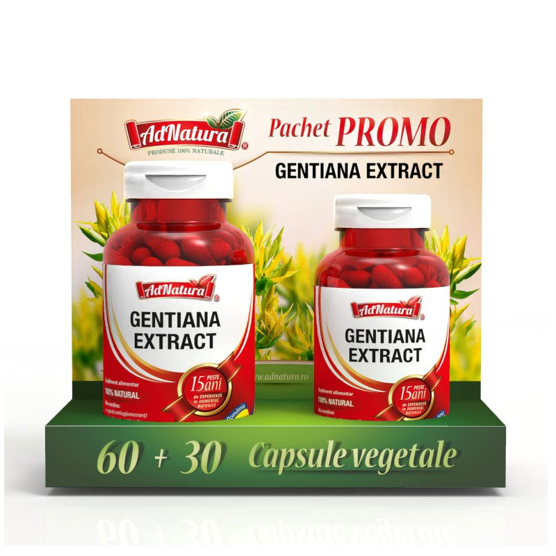 Pachet Gentiana Extract, 60 + 30 capsule, ADNatura