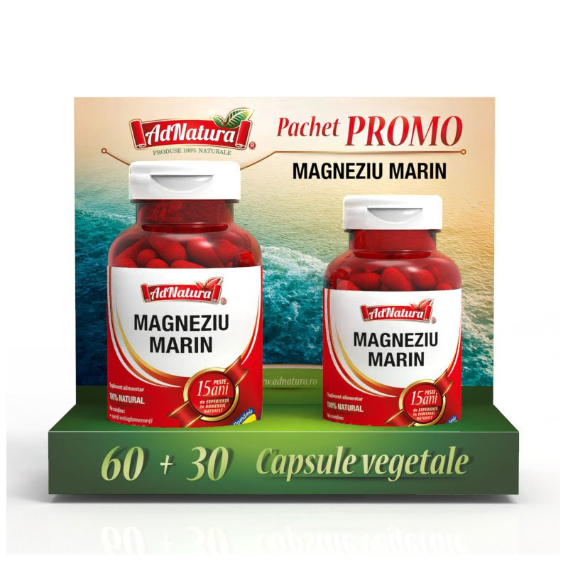 Oferta Pachet Magneziu Marin, 60 + 30 capsule, ADNatura
