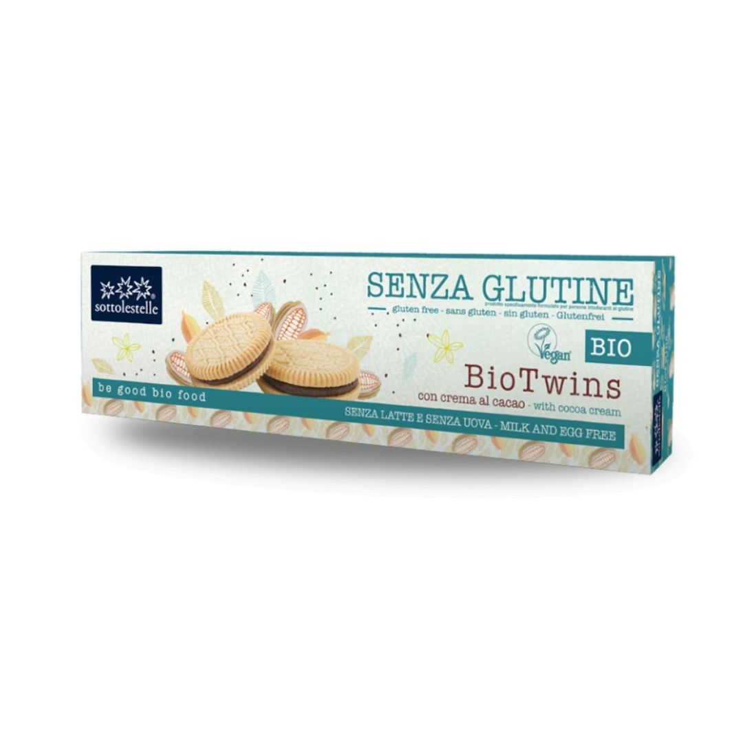 Biscuiti cu crema de cacao BioTwins, 125 gr, Sottolestelle