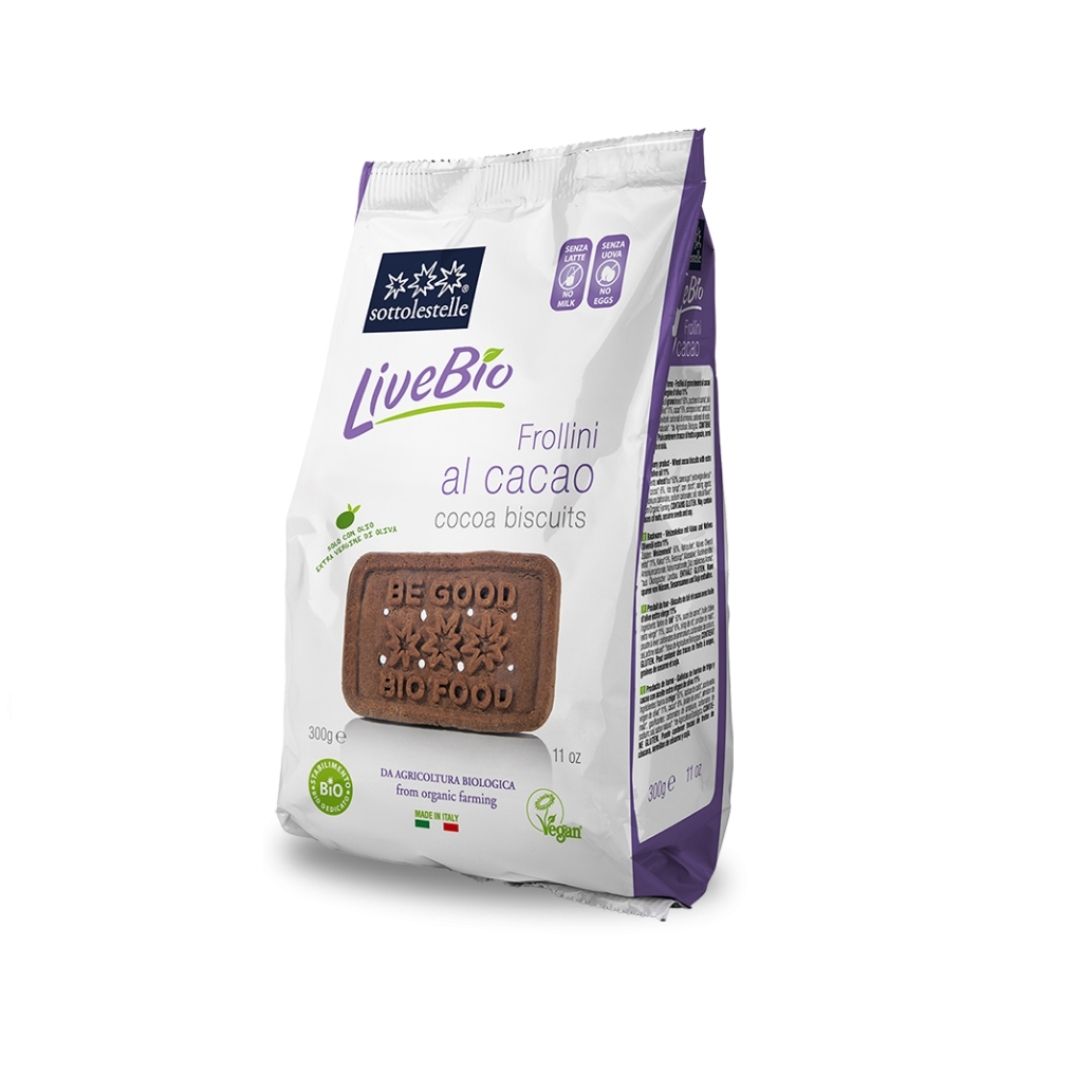 Biscuiti Bio cu cacao LiveBio, 300 gr, Sottolestelle