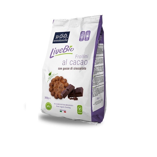 Biscuiti Bio cu cacao si bucati de ciocolata LiveBio, 300 g