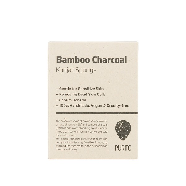 Burete pentru fata Bamboo Charcoal Konjac, 1 bucata, Purito