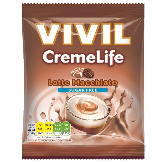 Bomboane cu aroma de Latte Macchiato fara zaharuri Creme Life Classic, 60 gr, Vivil