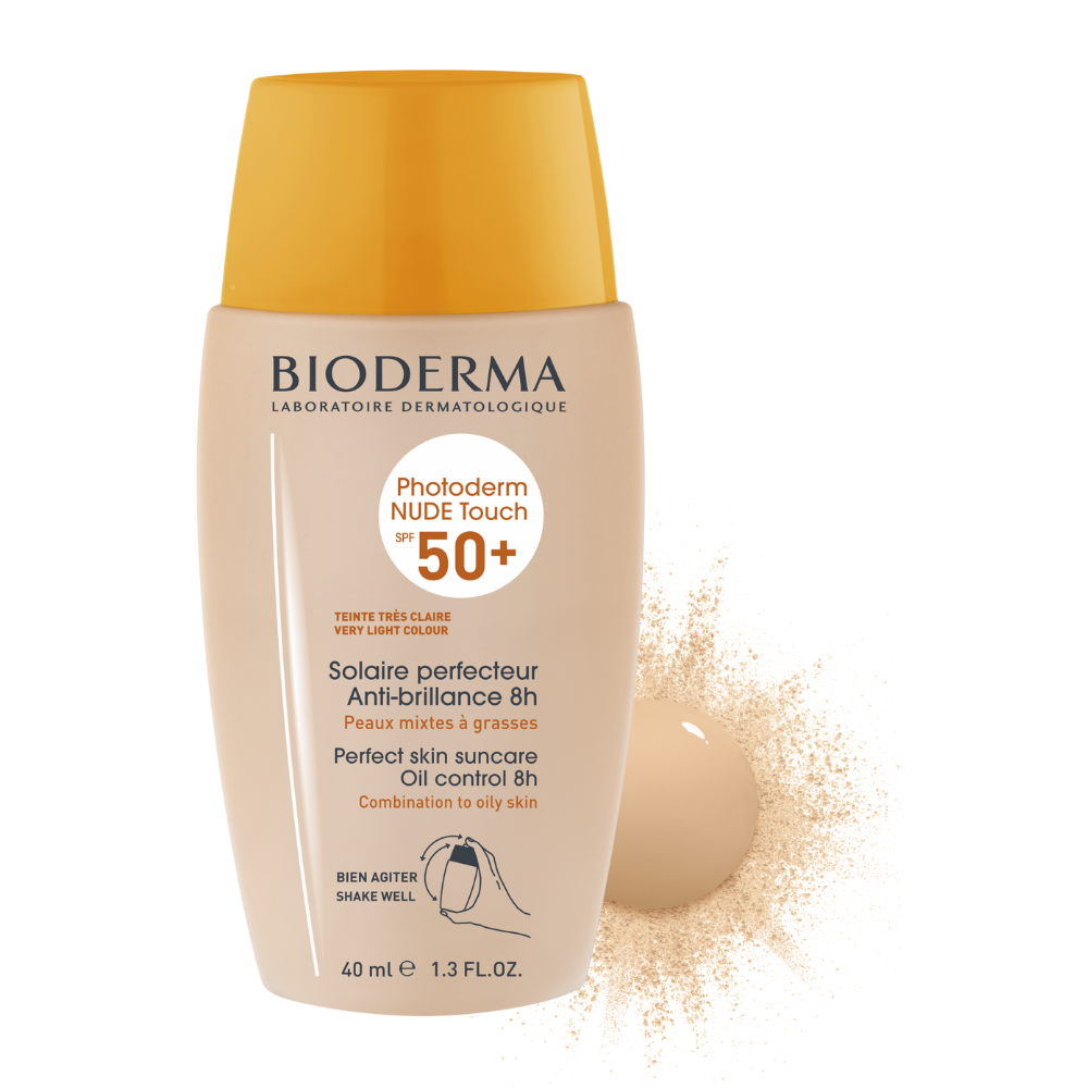 Fluid crema pentru piele mixta si grasa SPF 50+ Foarte Deschis  Photoderm Nude Touch, 40 ml, Bioderma