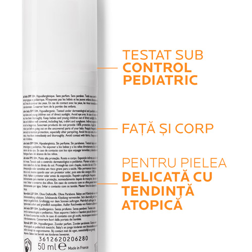 Lapte cu protectie solara pentru bebelusi SPF50+ Anthelios Dermo-Pediatrics, 50 ml, La Roche-Posay 555608
