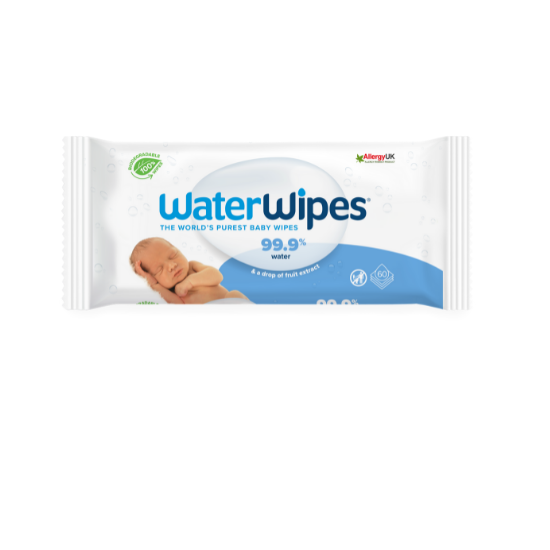 Servetele umede pentru bebelusi biodegradabile, +0 luni, 60 bucati, WaterWipes