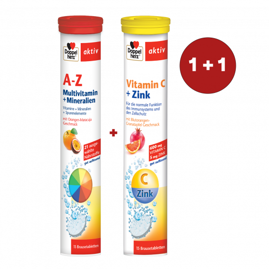Pachet A-Z Vitamine Minerale Microelemente 15 comprimate + Vitamina C+Zinc, 15 comprimate, Doppelherz