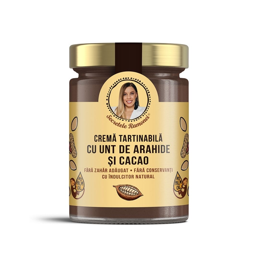 Crema tartinabila cu unt de arahide si cacao, 350 gr, Secretele Ramonei