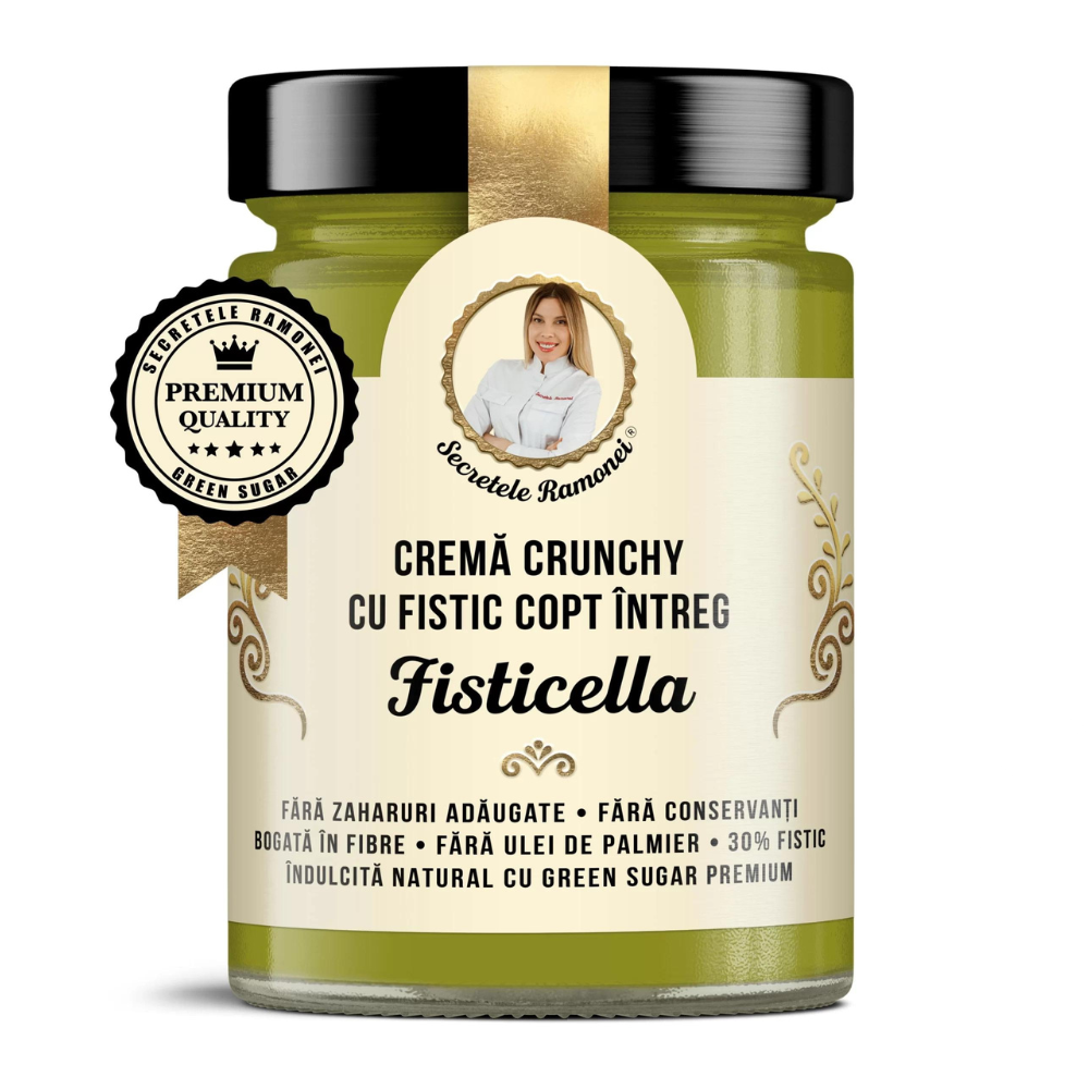 Crema crunchy cu fistic copt intreg Fisticella, 350 g, Secretele Ramonei