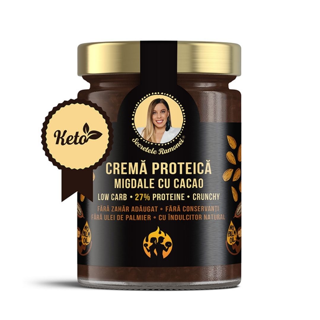 Crema proteica cu migdale cu cacao, 350 gr, Secretele Ramonei