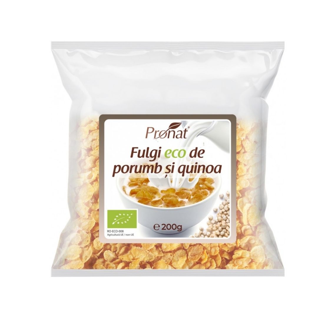 Fulgi de porumb si quinoa Bio, 200 g, Pronat