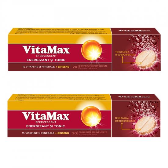 Pachet Energizant si Tonic efervescent, 20 + 20 comprimate, Vitamax