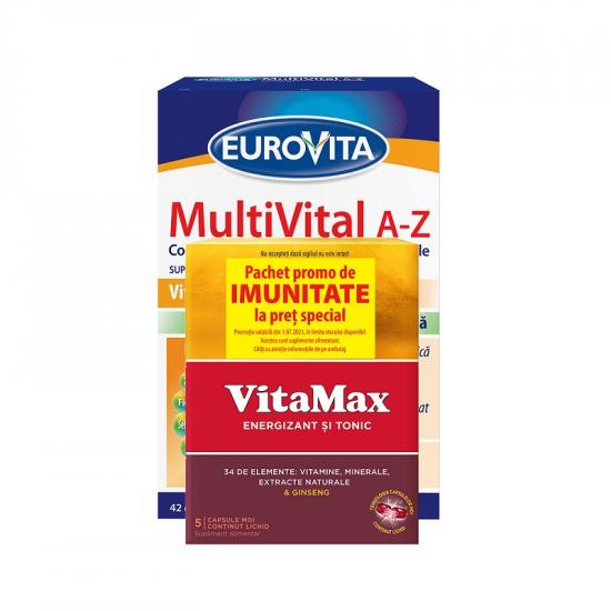Pachet MultiVital A-Z 42 comprimate, Eurovita + 5 capsule x Vitamax, Perrigo