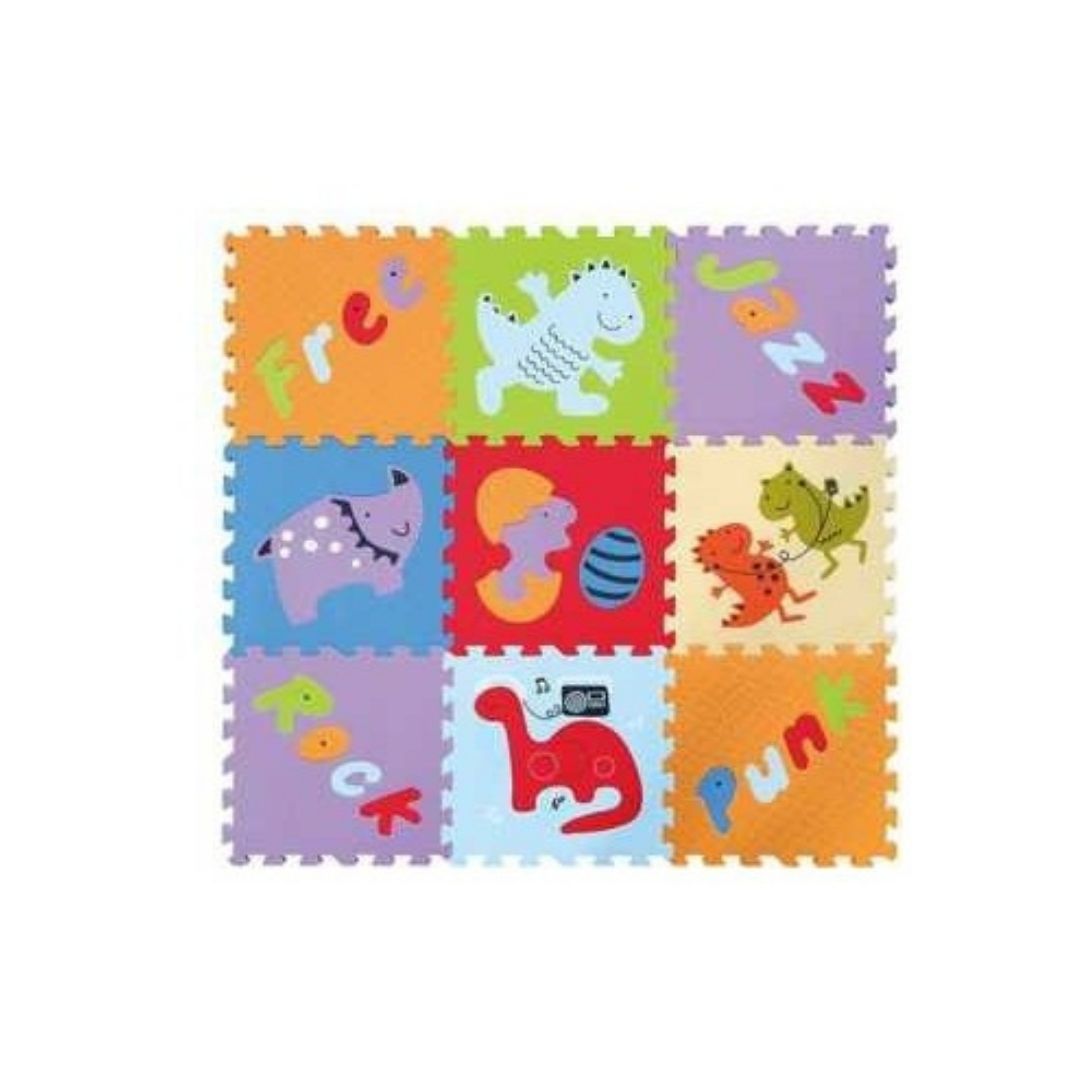 Covoras puzzle lumea dinozaurilor, 92x92 cm, Babygreat