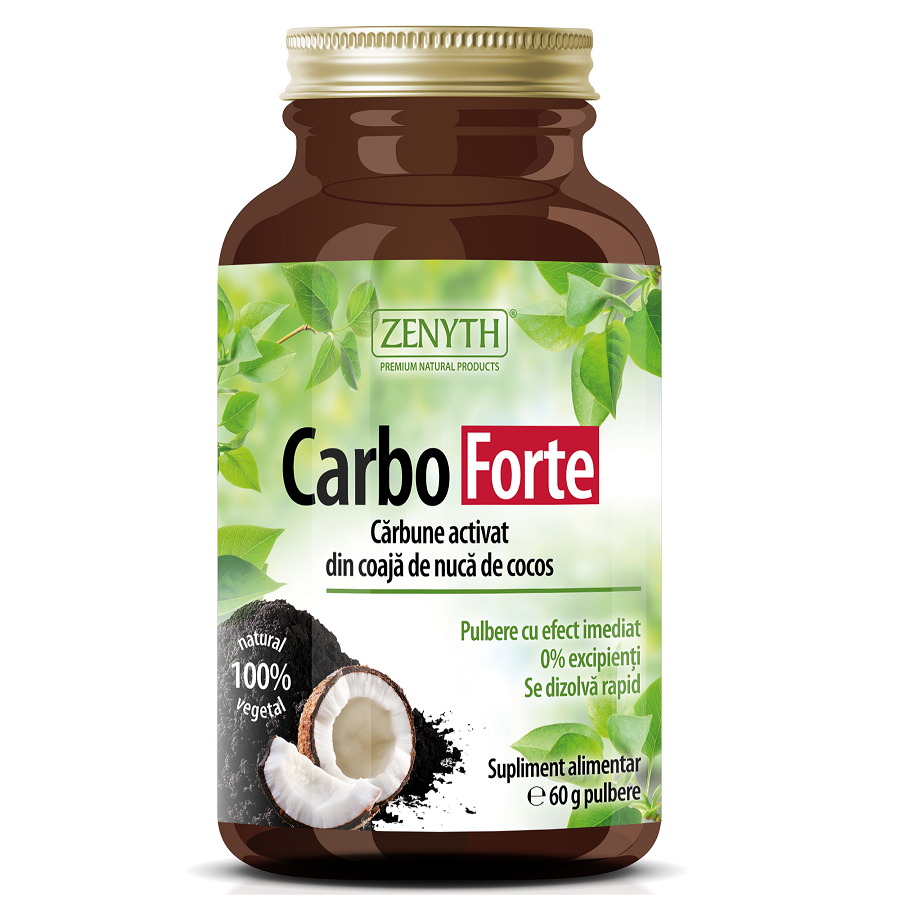 Carbune activat din coaja de nuca de cocos Carbo Forte, 60 g, Zenyth