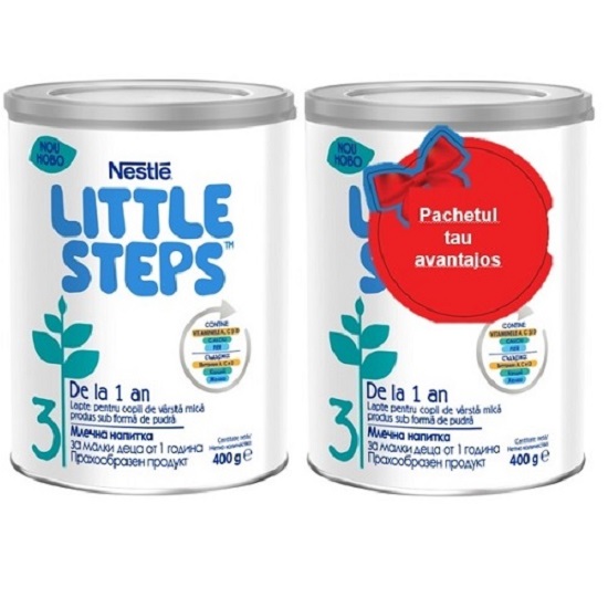 Pachet Little Steps 3, Lapte pentru copii cu varsta mica, De la 1 an, 2x400 gr, Nestle