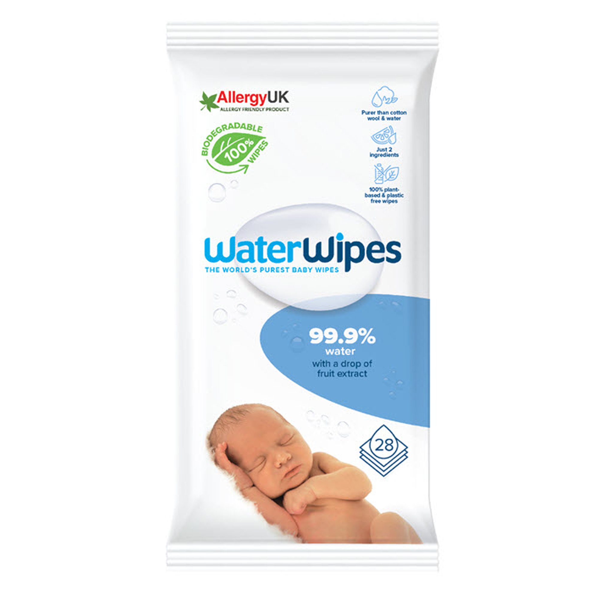 Servetele umede pentru bebelusi fara parfum, 28 bucati, Sensitive, WaterWipes