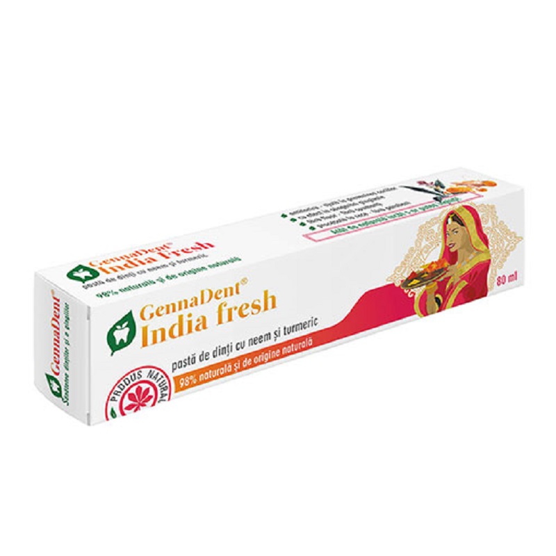 Pasta de dinti GennaDent, India Fresh, 80 ml, Vivanatura