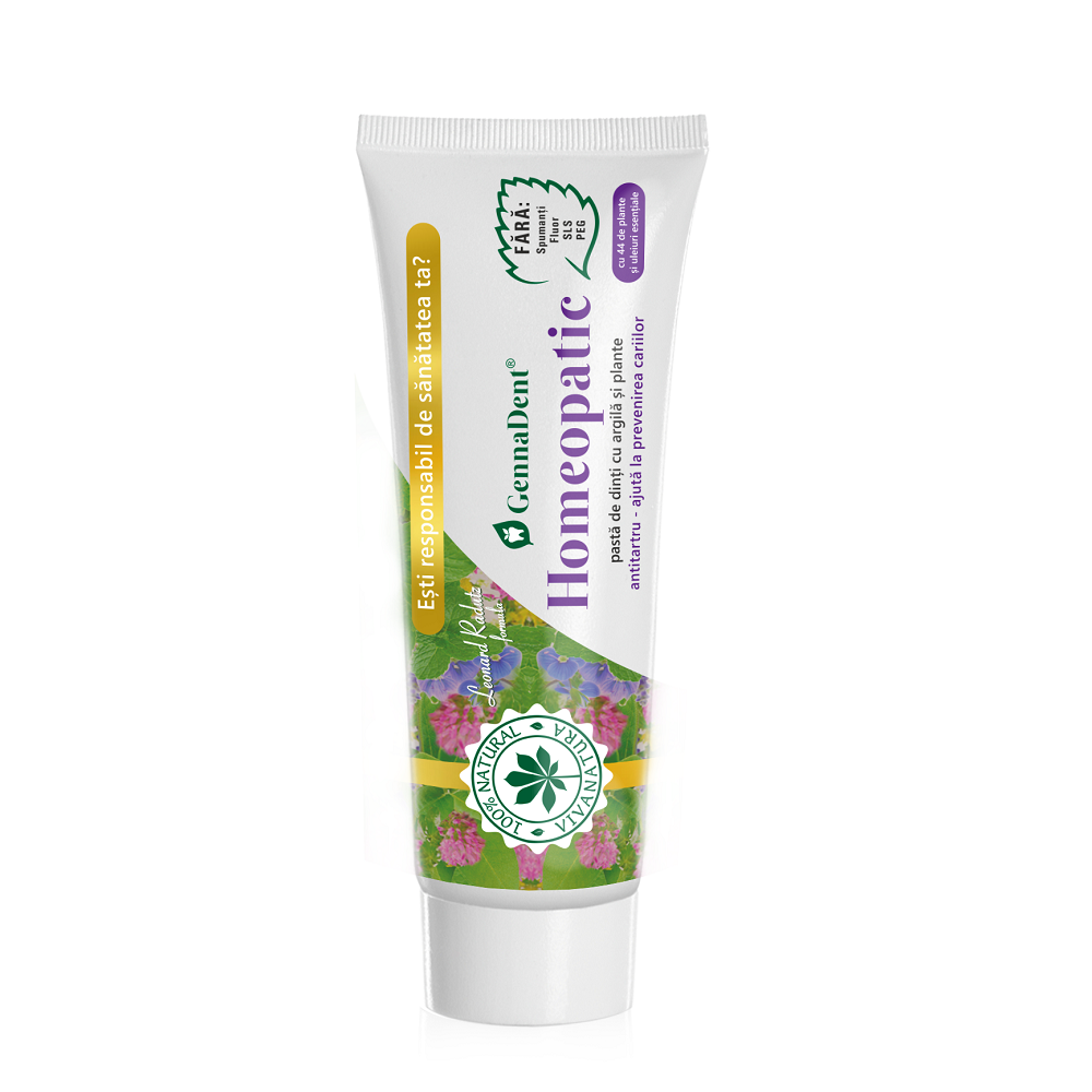 Pasta de dinti naturala GennaDent Homeopatic, 50 ml, Vivanatura