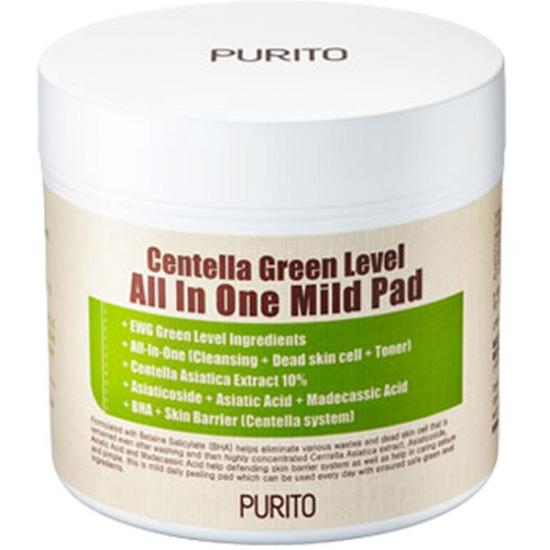 Dishete impregnate Centella Green Level All in One Mild, 70 bucati, F39459, Purito