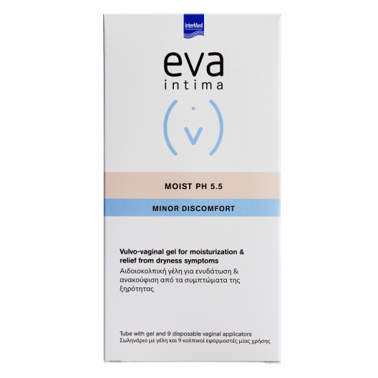 Gel vulvo-vaginal pentru hidratare si ameliorarea simptomelor de uscaciune Moist pH 5.5, 9 aplicatoare vaginale, Eva Intima