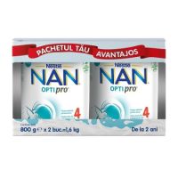 Pachet Formula de lapte Premium Nan 4 Optipro, 2x 800 gr, Nestle