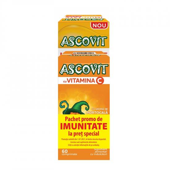 Pachet Sirop pentru imunitate, 150 ml + Vitamina C aroma de portocala, 60 comprimate, Ascovit