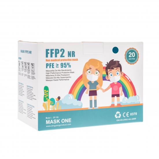 Masti de protectie FFP2 pentru copii, culoare albastre, 20 bucati, Mask One