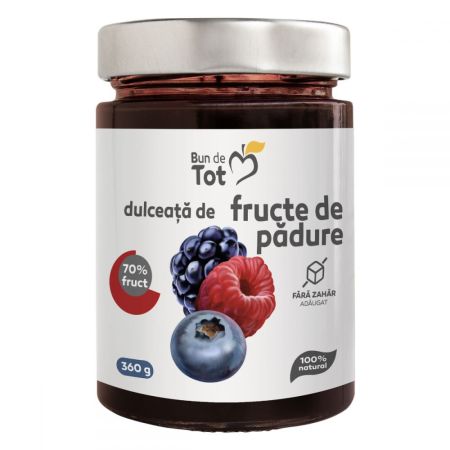 Dulceata naturala din fructe de padure fara zahar Bun de Tot, 360 g