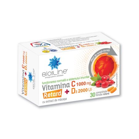 Vitamina C 1000 mg cu D3 2000 UI Retard