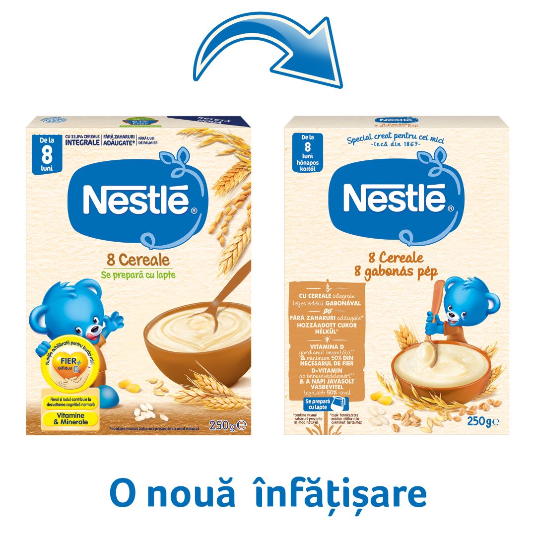 Mix 8 cereale Infant Cereals, +8 luni, 250 g, Nestle 534279