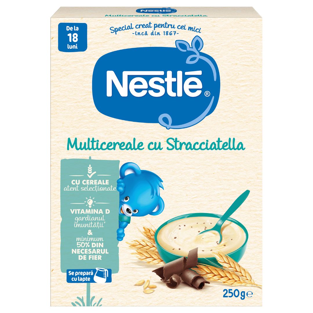 Multicereale cu Stracciatella Infant Cereals, +18 luni, 250 g, Nestle 534294