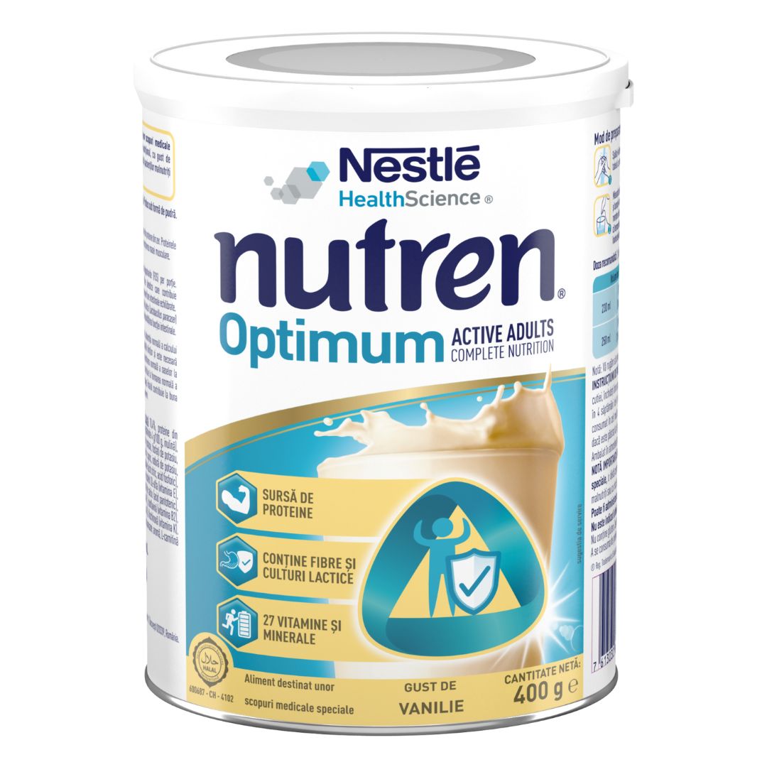 Formula de lapte praf cu aroma de vanilie Nutren Optimum, +4 ani, 400 g, Nestle