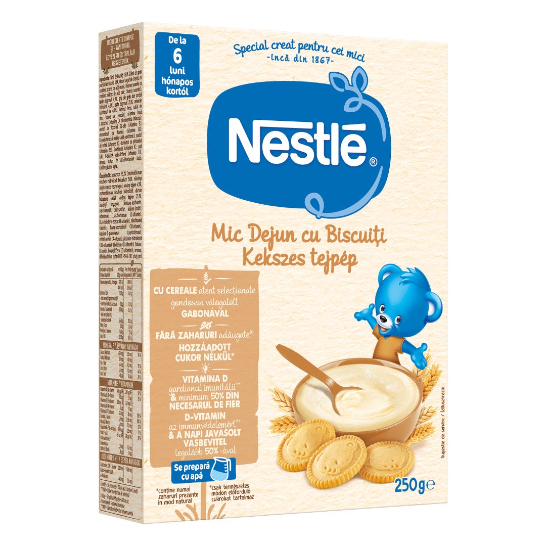 Cereale mic dejun cu biscuiti si lapte Infant Cereals, +6 luni, 250 g, Nestle