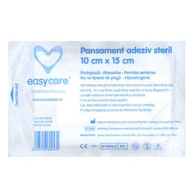 Pansament adeziv steril cu tampon absorbant, 10x15 cm, EasyCare
