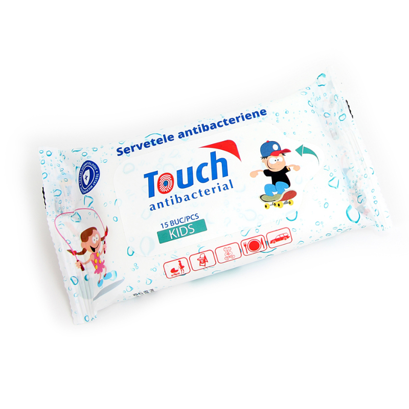 Servetele umede antibacteriene Kids, 15 bucati, Touch