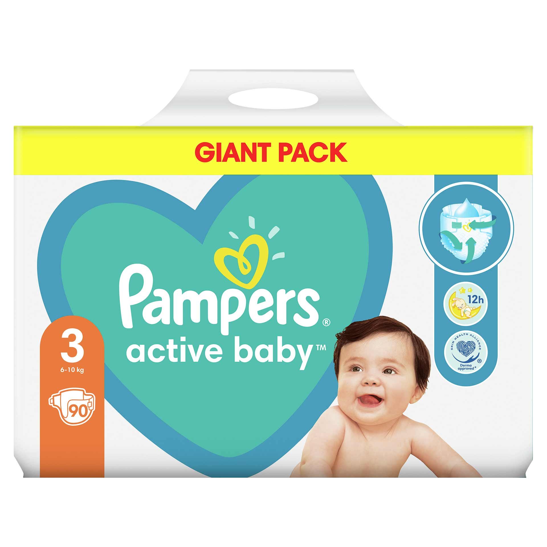 Scutece Active Baby, Nr. 3, 6- 10 kg, 90 buc, Pampers