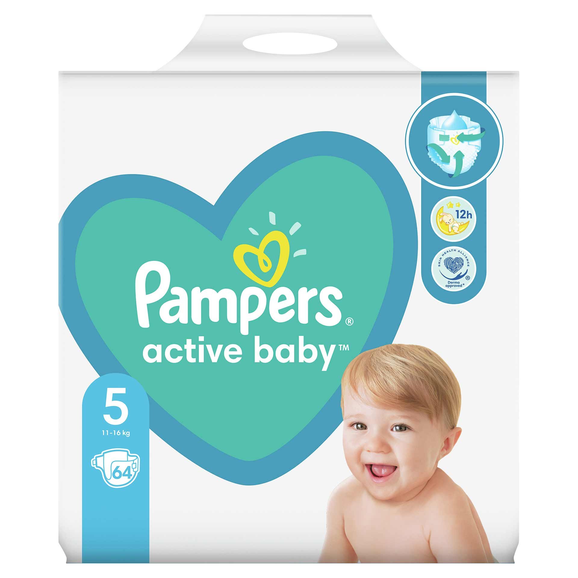Scutece Active Baby, Nr. 5, 11-16 kg, 64 buc, Pampers