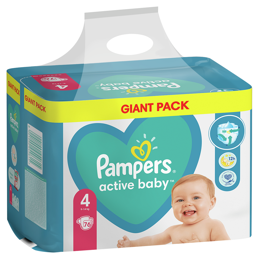 Scutece Active Baby, Nr. 4, 9-14 kg, 76 buc, Pampers
